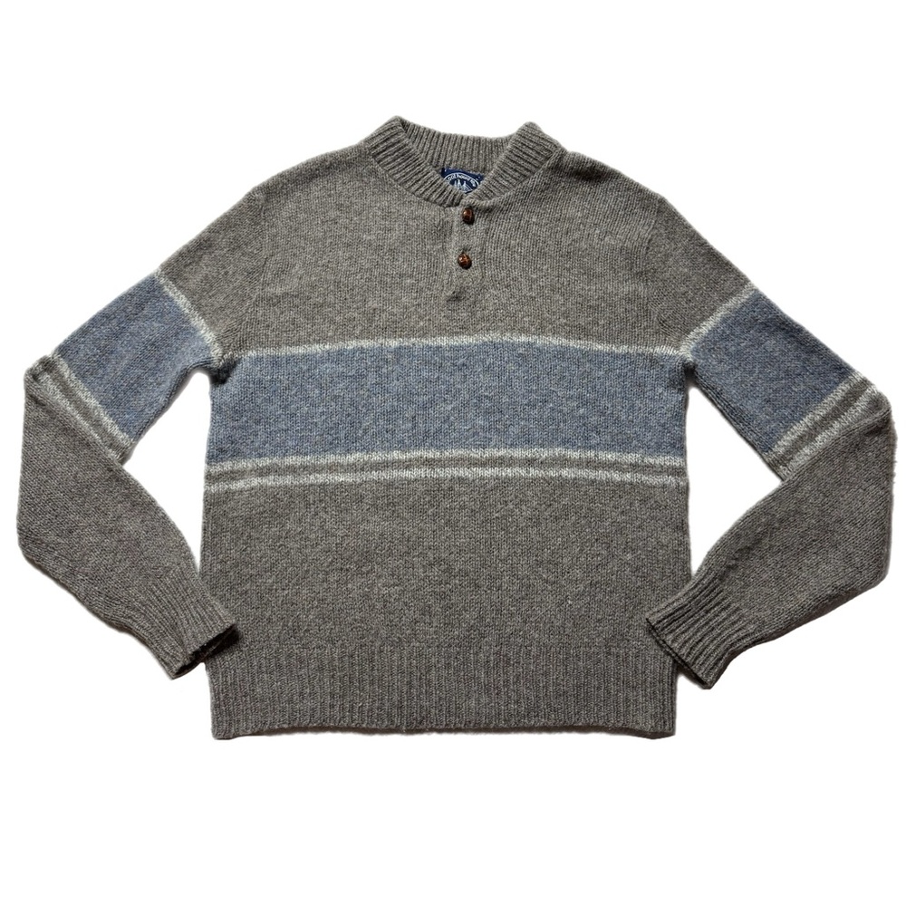 VTG Boathouse Row Made in USA Chunky Knit Wool Henley Sweater M